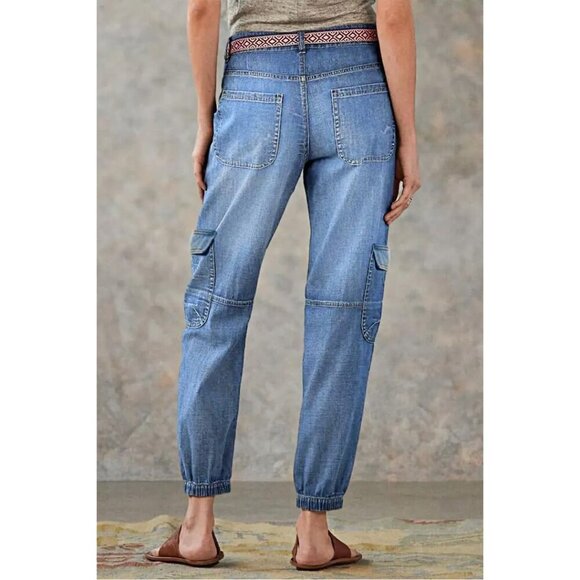 Women’s High Stretch Light Blue Jeans Mid Rise Casual Pants with Pockets - Picture 5 of 12